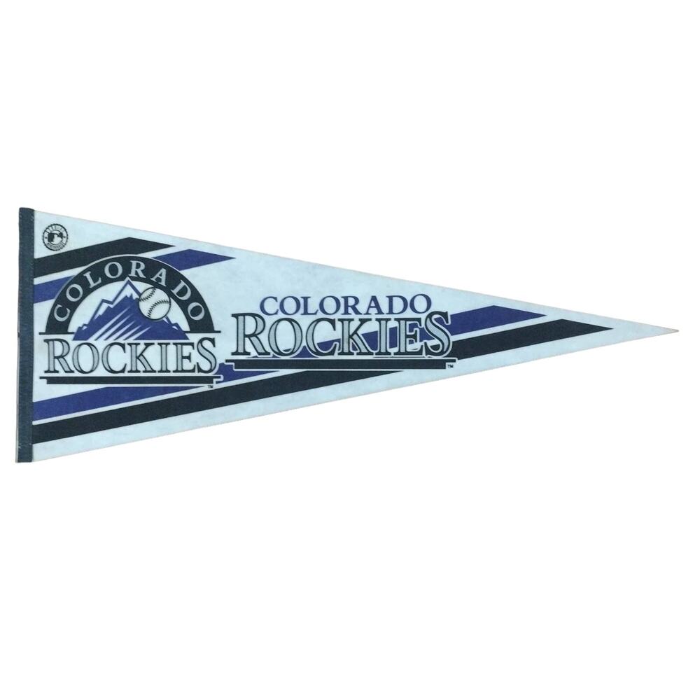 Vintage Colorado Rockies Purple Black White 1990's MLB Baseball Pennant 30 in